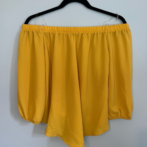 Yellow Off the Shoulder Blouse - Tie Up Front - Small - Picture 3 of 3